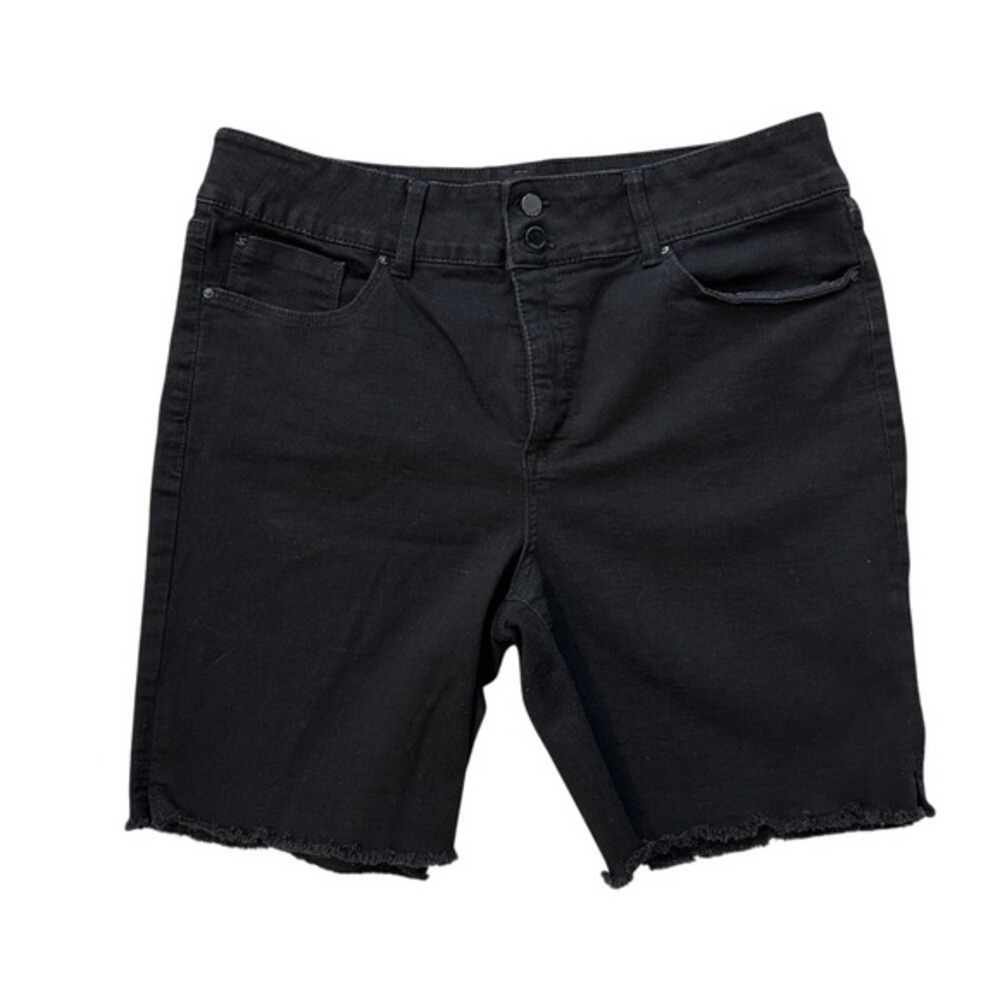 Seven7‎ Black Bermuda Shorts Mid Rise Tummy Control Denim Womens Size 16